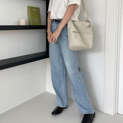 Pintuck Straight Leg Jean
