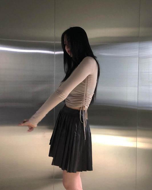Drawstring Ruched Side Crop Longsleeve