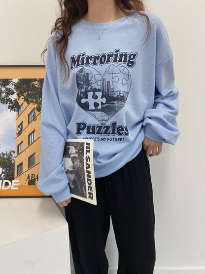 "Mirroring Puzzle" Graphic Oversized Crew Neck Jumper (3c.)