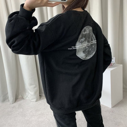 "The Moon" Graphic Oversized Crew Neck Jumper (2c.)