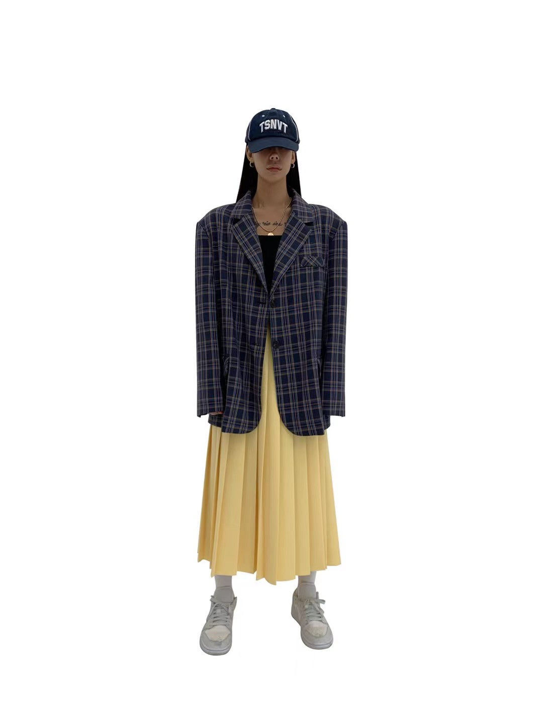 80's Style Plaid Oversized Blazer
