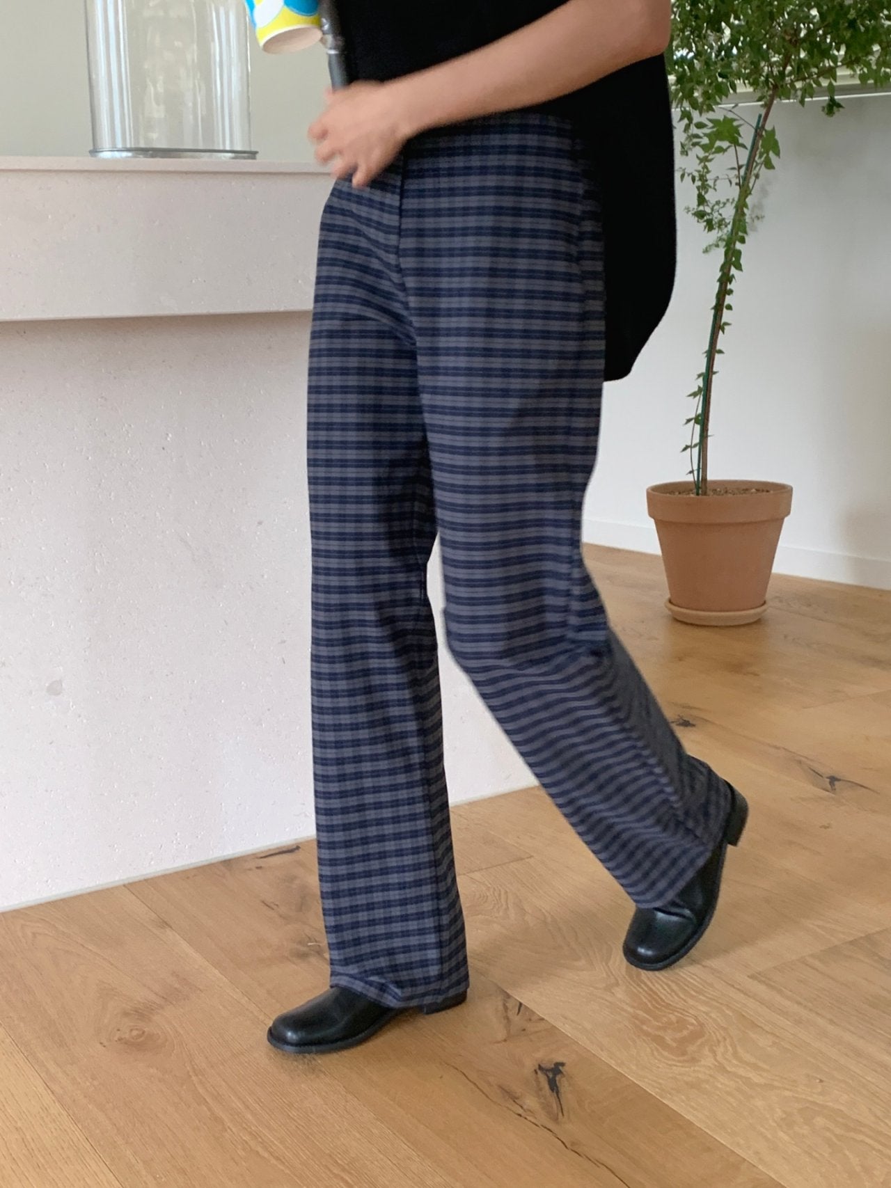 Tailored Check Wide Leg Pant