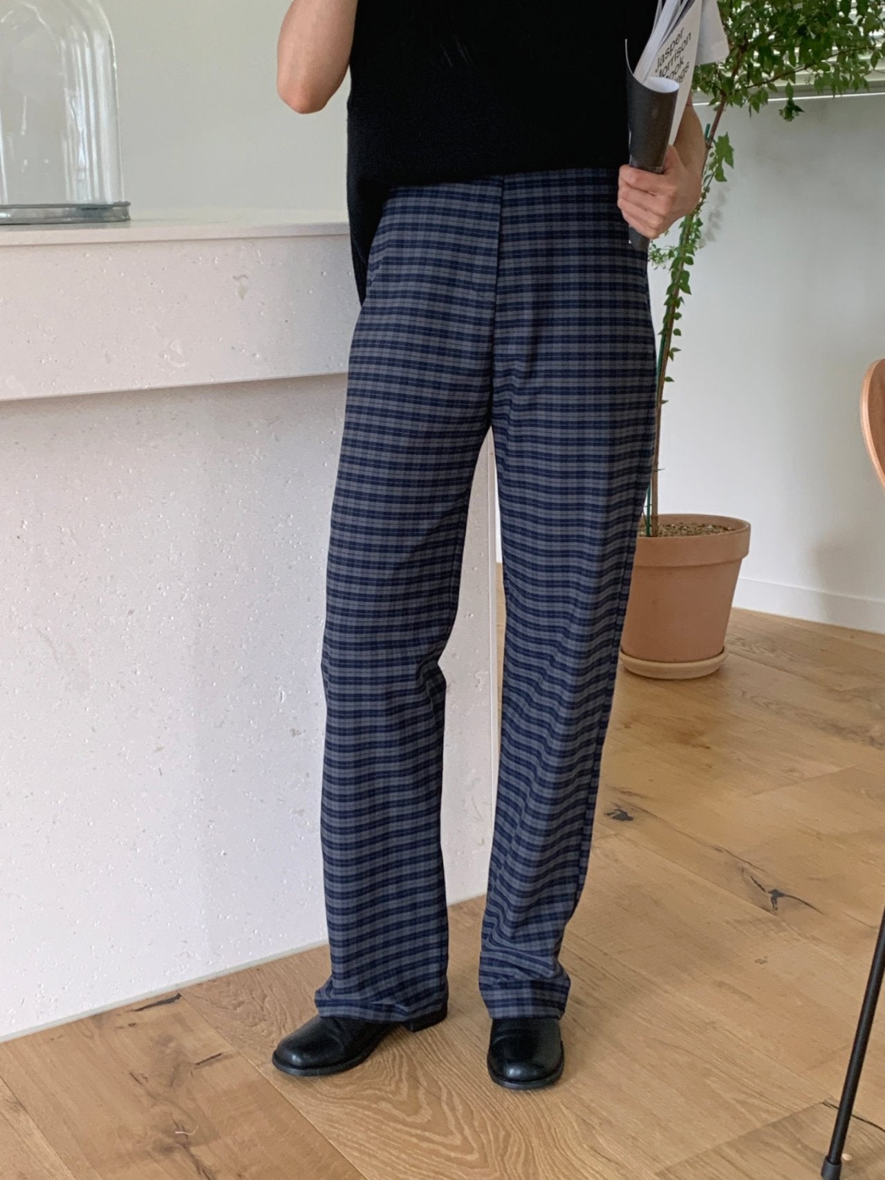 Tailored Check Wide Leg Pant