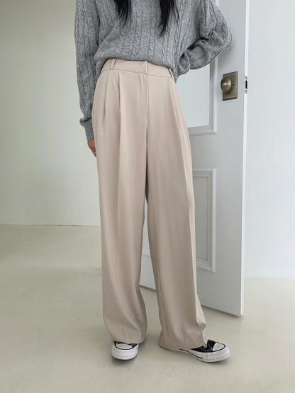 Solid High Rise Tailored Slacks