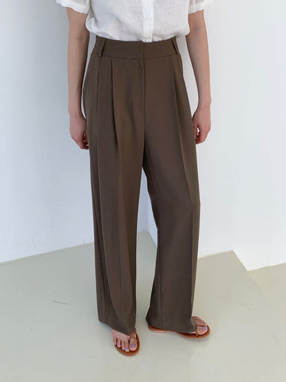 Solid High Rise Tailored Slacks