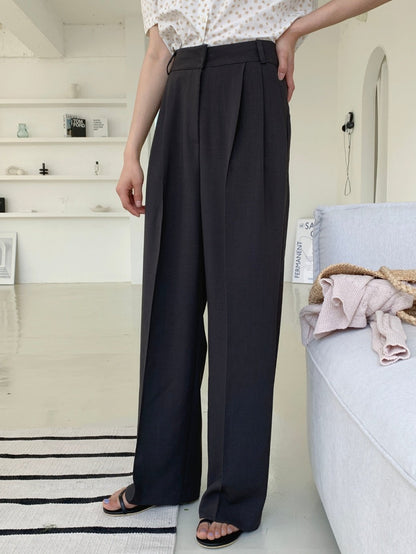 Solid High Rise Tailored Slacks