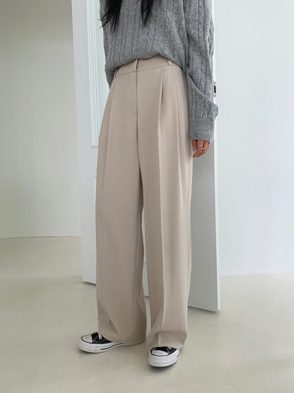 Solid High Rise Tailored Slacks