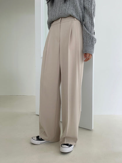 Solid High Rise Tailored Slacks