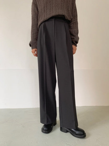 Solid High Rise Tailored Slacks