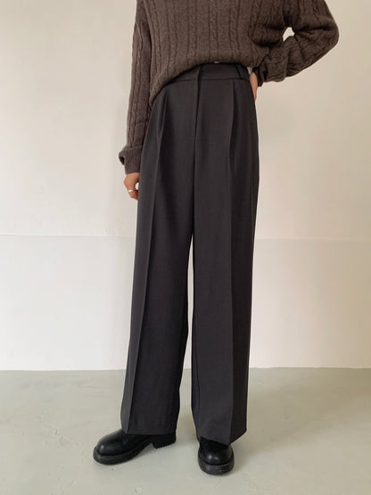 Solid High Rise Tailored Slacks
