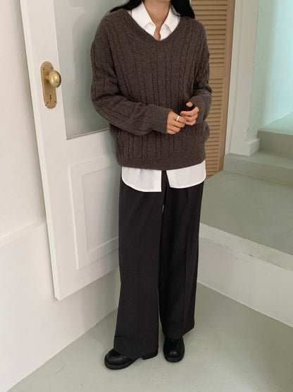 Solid High Rise Tailored Slacks