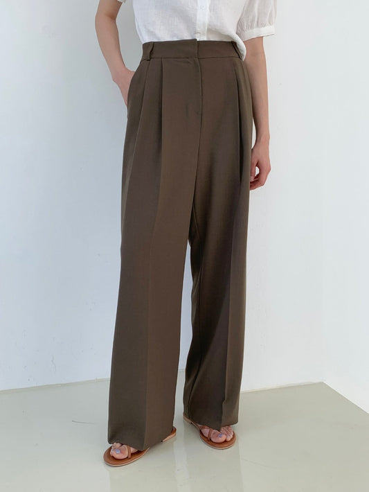 Solid High Rise Tailored Slacks