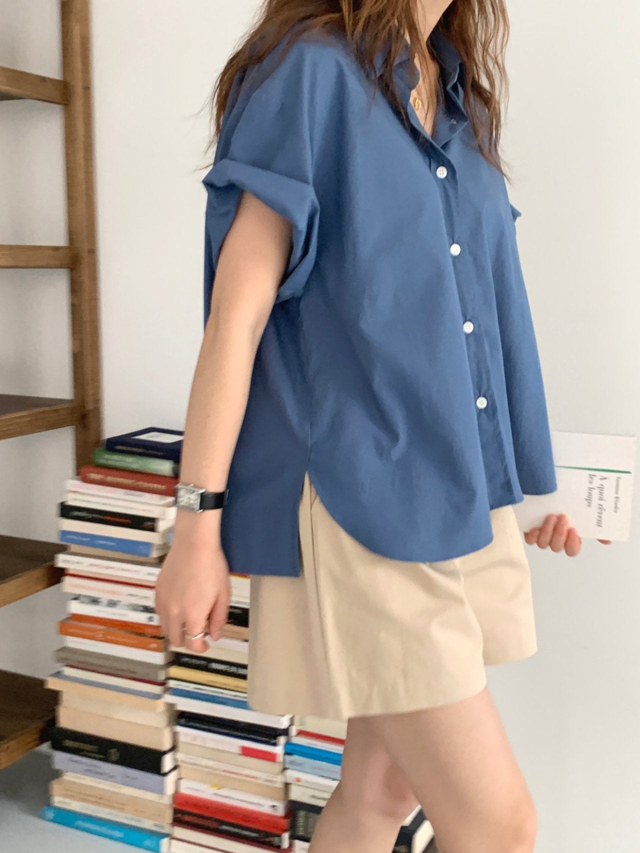 Solid Button Up Blouse