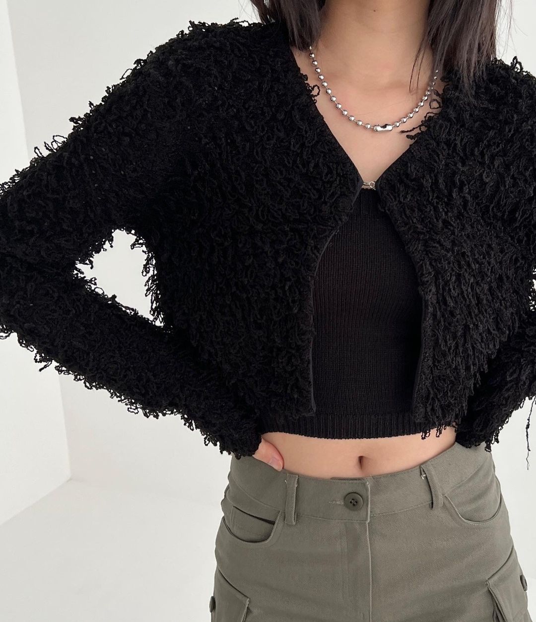 Fluffy Open Front Cardigan