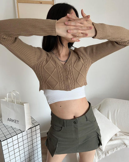Cable Knitted Crop Cardigan (2c.)