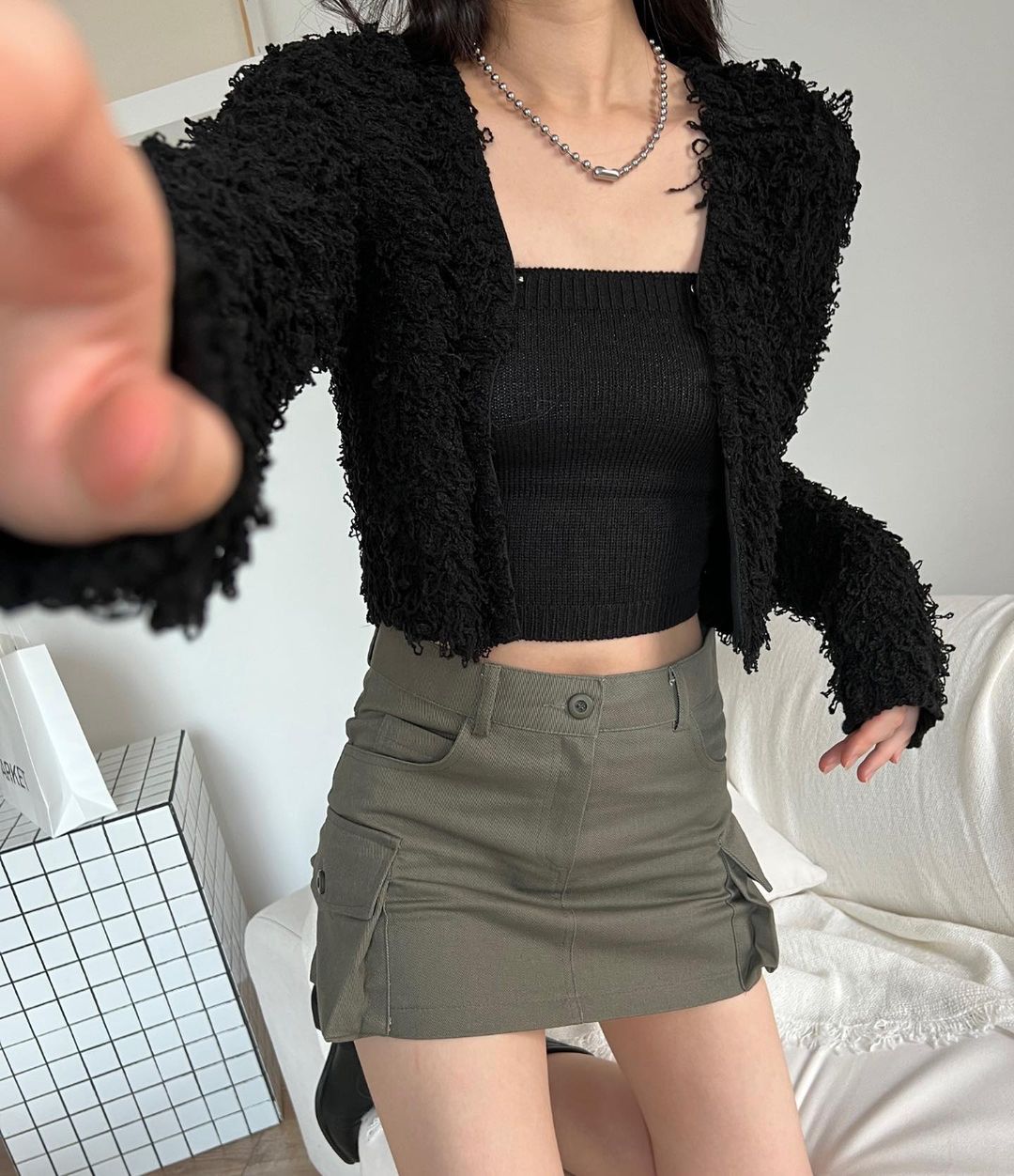 Fluffy Open Front Cardigan