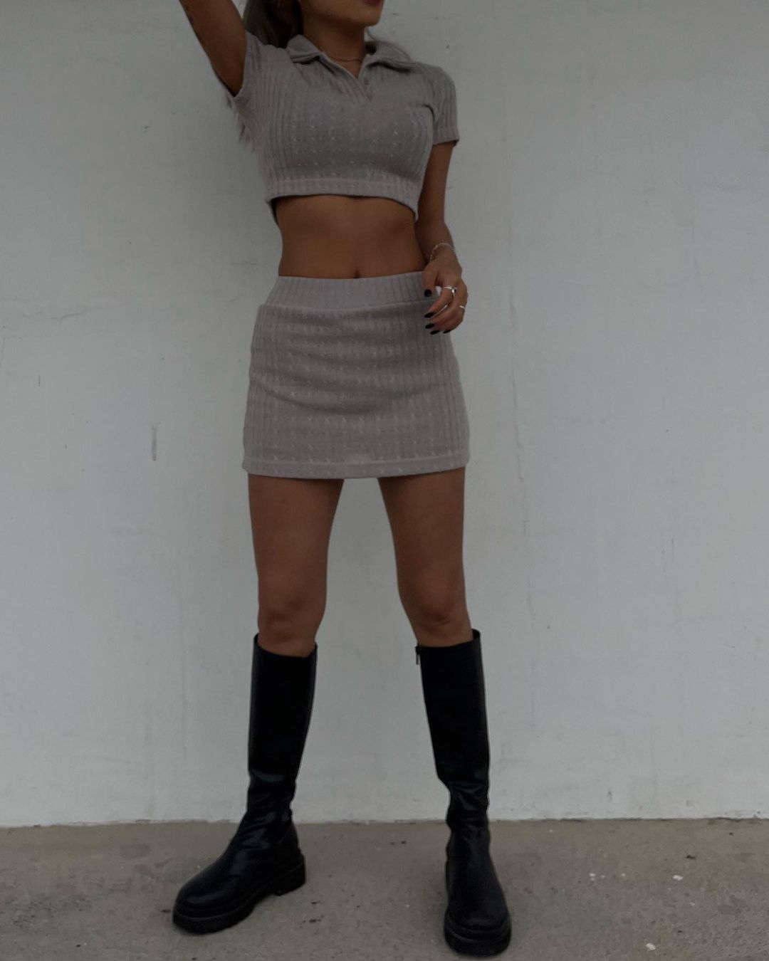 Cable Knit Crop Top and Skirt